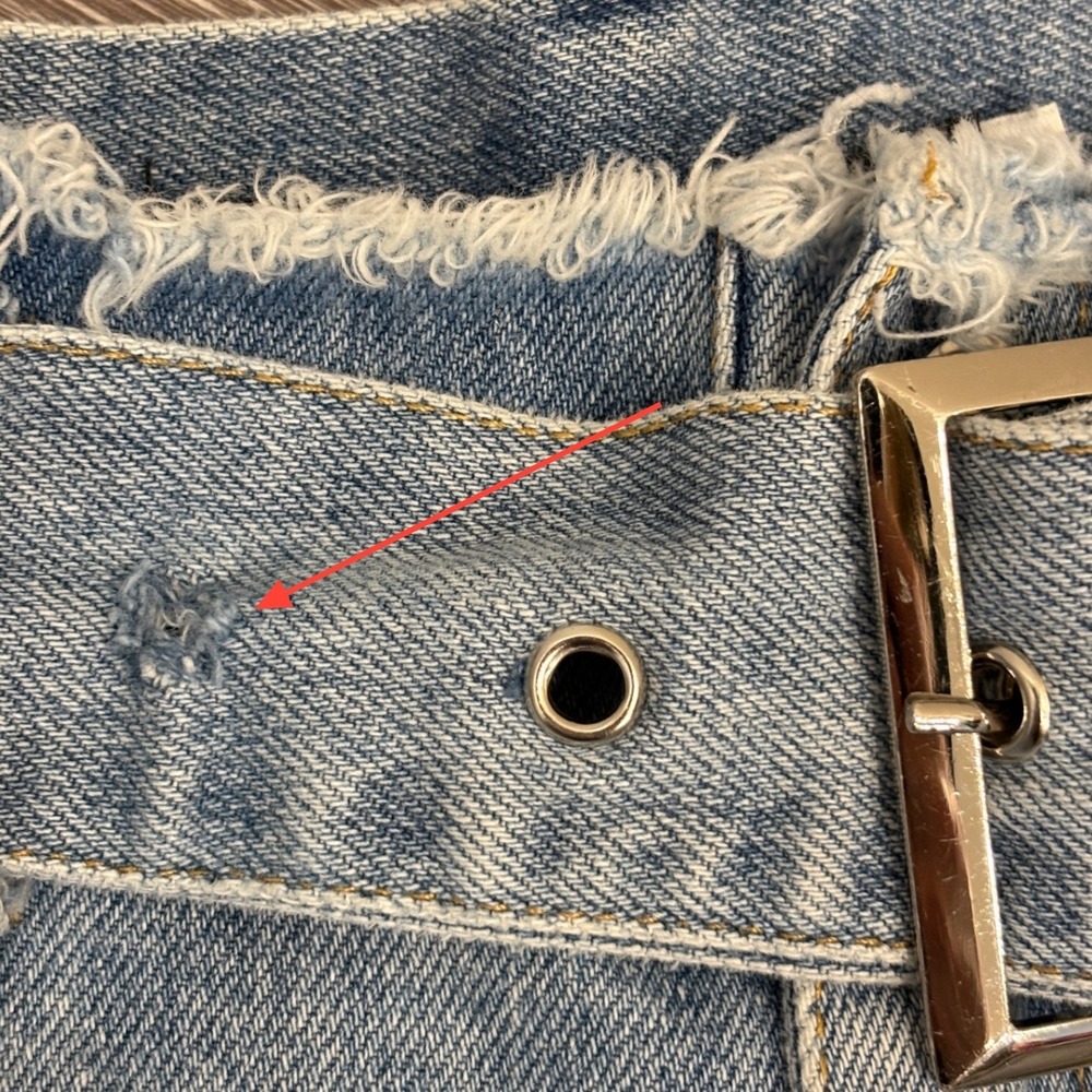 Alexander Wang Light Blue Distressed High-Waist Denim Shorts - Picture 6 of 16